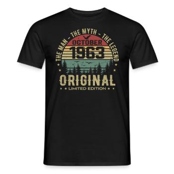 Man Birthday Gift 1963 October 1963 - Men's T-Shirt - black - Front - AI Model Male 178 light (178cm)