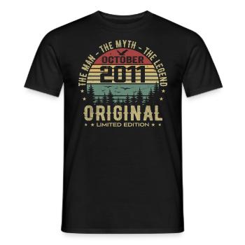 Homme Cadeau D'anniversaire 2011 Octobre 2011 - T-shirt homme - noir - Devant - AI Model Male 178 light (178cm)