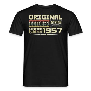 Geburtstag Oktober 1957 Original | Oktober 1957 - Männer T-Shirt - Schwarz - Vorne - AI Model Male 178 light (178cm)