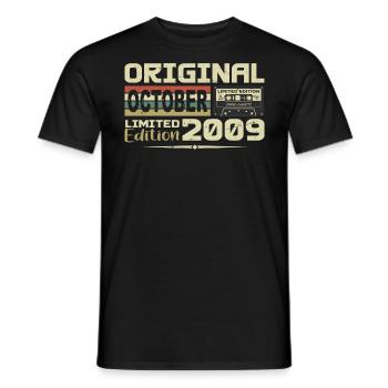 Birthday October 2009 Original | October 2009 - Men's T-Shirt - black - Front - AI Model Male 178 light (178cm)