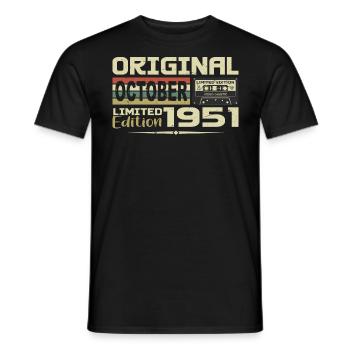 Birthday October 1951 Original | October 1951 - Men's T-Shirt - black - Front - AI Model Male 178 light (178cm)