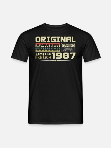 Urodziny Październik 1987 Oryginał | październik 1987 - T-shirt męski - czarny