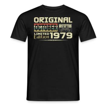 Anniversaire Octobre 1979 Original | Octobre 1979 - T-shirt homme - noir - Devant - AI Model Male 178 light (178cm)