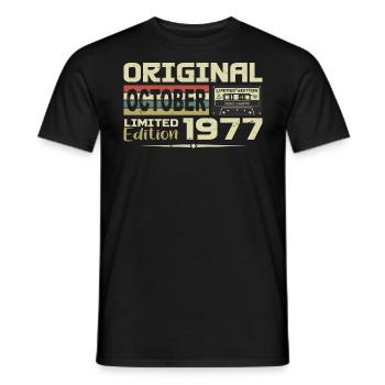 Geburtstag Oktober 1977 Original | Oktober 1977 - Männer T-Shirt - Schwarz - Vorne - AI Model Male 178 light (178cm)
