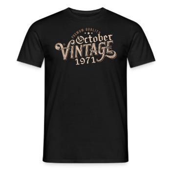 Octobre Cadeau D'anniversaire | Né en Octobre 1971 - T-shirt homme - noir - Devant - AI Model Male 178 light (178cm)