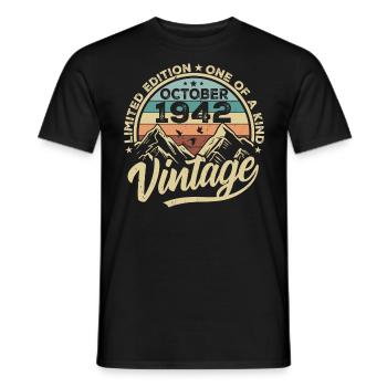 October 1942 Birthday 1942 Born October 1942 - Men's T-Shirt - black - Front - AI Model Male 178 light (178cm)