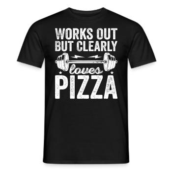 Funktioniert, liebt aber eindeutig Pizza | Ich liebe Pizza - Männer T-Shirt - Schwarz - Vorne - AI Model Male 178 light (178cm)