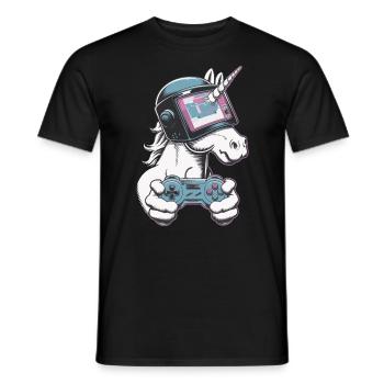Gaming Unicorn - Männer T-Shirt - Schwarz - Vorne - AI Model Male 178 light (178cm)