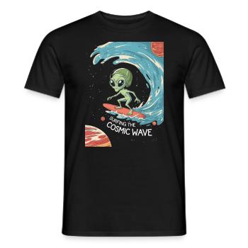 Surfing the Cosmic Wave - Men's T-Shirt - black - Front - AI Model Male 178 light (178cm)