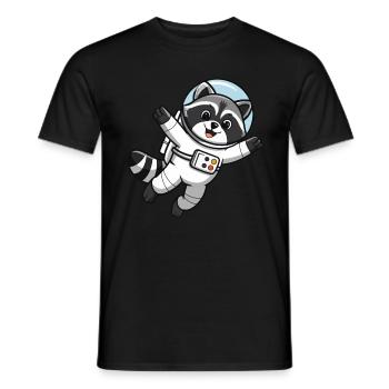 Astro Racoon - Astronaute de l’espace - T-shirt homme - noir - Devant - AI Model Male 178 light (178cm)