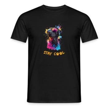 Urban cooler Hund - Farbsplash bunt - Hundemensch - Männer T-Shirt - Schwarz - Vorne - AI Model Male 178 light (178cm)