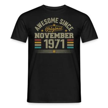 November 1971 Geburtstagsgeschenk | November 1971 - Männer T-Shirt - Schwarz - Vorne - AI Model Male 178 light (178cm)