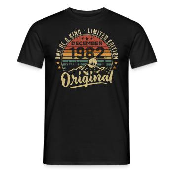 Cadeau D'anniversaire Décembre 1982 Vintage Rétro - T-shirt homme - noir - Devant - AI Model Male 178 light (178cm)