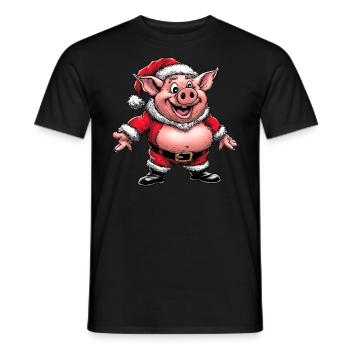 Schweinchen Christmas - Männer T-Shirt - Schwarz - Vorne - AI Model Male 178 light (178cm)