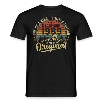 Cadeau D'anniversaire Décembre 1989 Vintage Rétro - T-shirt homme - noir - Devant - AI Model Male 178 light (178cm)