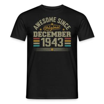 December 1943 - December 1943 Birthday Gift - Men's T-Shirt - black - Front - AI Model Male 178 light (178cm)