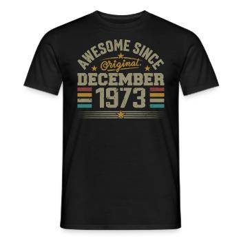December 1973 - December 1973 Birthday Gift - Men's T-Shirt - black - Front - AI Model Male 178 light (178cm)