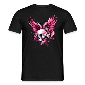 Skull & Wings Your Rebellious Style in Pink - Men's T-Shirt - black - Front - AI Model Male 178 light (178cm)