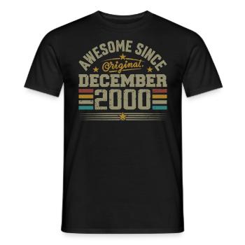 December 2000 - December 2000 Birthday Gift - Men's T-Shirt - black - Front - AI Model Male 178 light (178cm)