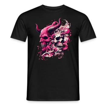 Demonic Skull Pink Explosion Skull & Demon - Men's T-Shirt - black - Front - AI Model Male 178 light (178cm)