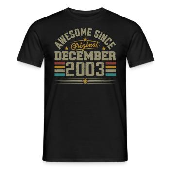 December 2003 - December 2003 Birthday Gift - Men's T-Shirt - black - Front - AI Model Male 178 light (178cm)