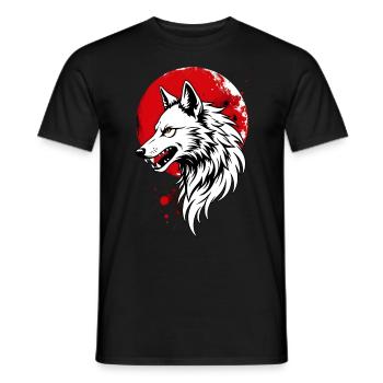 Wolf in front of a red full moon - Men's T-Shirt - black - Front - AI Model Male 178 light (178cm)