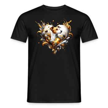Jack Russell Kunst: Herz aus Gold und Liebe - Männer T-Shirt - Schwarz - Vorne - AI Model Male 178 light (178cm)