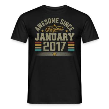 Rétro Cadeau D'anniversaire Nées En Janvier 2017 - T-shirt homme - noir - Devant - AI Model Male 178 light (178cm)