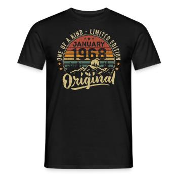 January 1968 | Birthdays born in January 1968 - Men's T-Shirt - black - Front - AI Model Male 178 light (178cm)