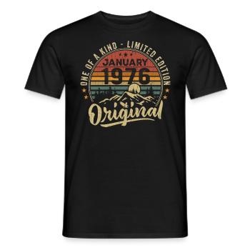 Janvier 1976 | Anniversaire Nées En Janvier 1976 - T-shirt homme - noir - Devant - AI Model Male 178 light (178cm)