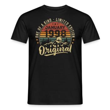 Janvier 1998 | Anniversaire Nées En Janvier 1998 - T-shirt homme - noir - Devant - AI Model Male 178 light (178cm)