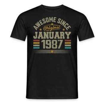 Rétro Cadeau D'anniversaire Nées En Janvier 1987 - T-shirt homme - noir - Devant - AI Model Male 178 light (178cm)