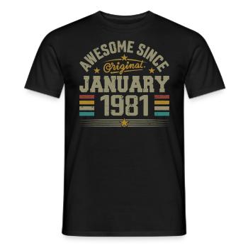 Retro Birthday Gift Born In January 1981 - Men's T-Shirt - black - Front - AI Model Male 178 light (178cm)