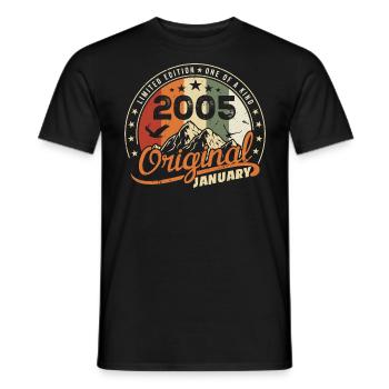 Original Geboren im Januar Geburtstag | Januar 2005 - Männer T-Shirt - Schwarz - Vorne - AI Model Male 178 light (178cm)