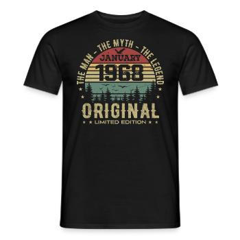 57 Year Old Birthday Gift, Born In January 1968 - Men's T-Shirt - black - Front - AI Model Male 178 light (178cm)