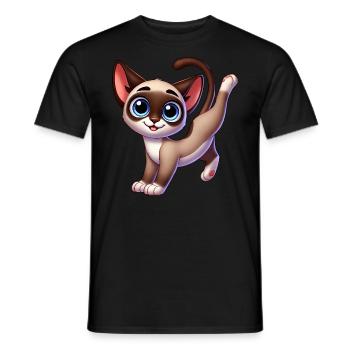 mignon chat siamois breakdance équilibre sur les mains dessin animé - T-shirt homme - noir - Devant - AI Model Male 178 light (178cm)