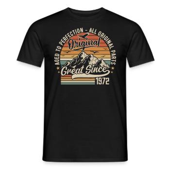 Vintage Born in 1972 | 53rd Anniversary Gift 1972 - Men's T-Shirt - black - Front - AI Model Male 178 light (178cm)