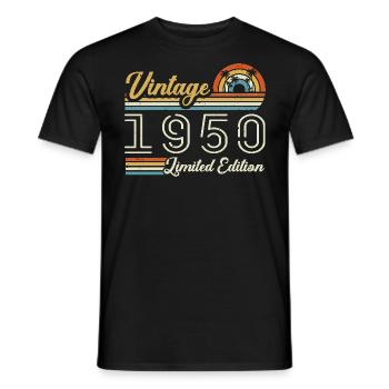 Anniversaire 75 Ans | Millésime 1950 Cadeau 1950 - T-shirt homme - noir - Devant - AI Model Male 178 light (178cm)