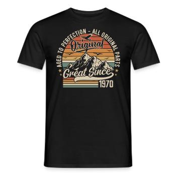Vintage Born in 1970 | 55th Anniversary Gift 1970 - Men's T-Shirt - black - Front - AI Model Male 178 light (178cm)