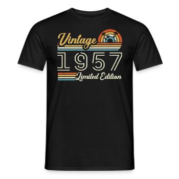Anniversaire 68 Ans | Millésime 1957 Cadeau 1957 - T-shirt homme - noir - Devant - AI Model Male 178 light (178cm)