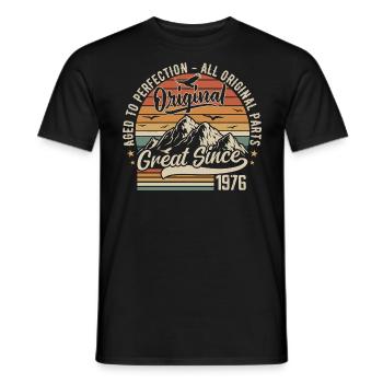 Vintage Born in 1976 | 49th Anniversary Gift 1976 - Men's T-Shirt - black - Front - AI Model Male 178 light (178cm)