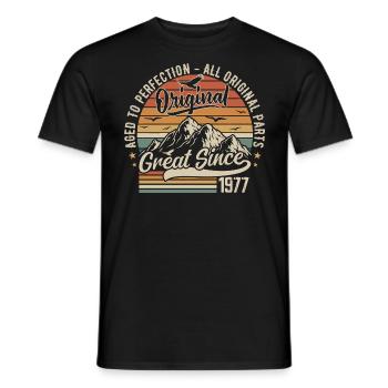 Vintage Born in 1977 | 48th Anniversary Gift 1977 - Men's T-Shirt - black - Front - AI Model Male 178 light (178cm)