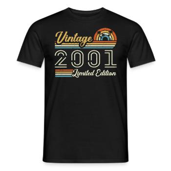 24-jähriges Jubiläum | Jahrgang 2001 Geschenk 2001 - Männer T-Shirt - Schwarz - Vorne - AI Model Male 178 light (178cm)