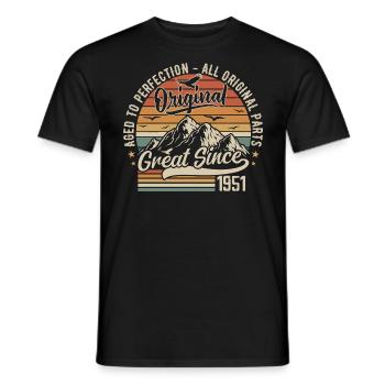 Vintage Born in 1951 | 74th Anniversary Gift 1951 - Men's T-Shirt - black - Front - AI Model Male 178 light (178cm)