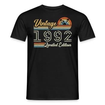 33 Year Anniversary | Vintage 1992 Gift 1992 - Men's T-Shirt - black - Front - AI Model Male 178 light (178cm)