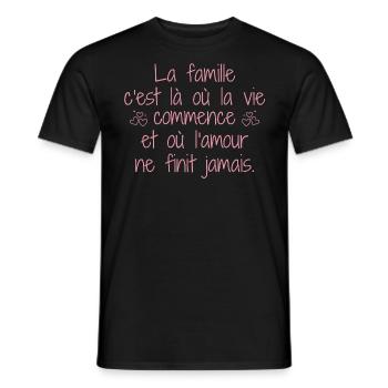 Family is where life begins - Men's T-Shirt - black - Front - AI Model Male 178 light (178cm)