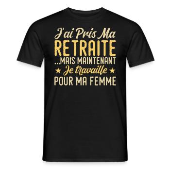I retired, I work for my wife - Men's T-Shirt - black - Front - AI Model Male 178 light (178cm)
