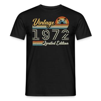 Anniversaire 53 Ans | Millésime 1972 Cadeau 1972 - T-shirt homme - noir - Devant - AI Model Male 178 light (178cm)