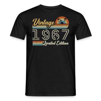 Anniversaire 58 Ans | Millésime 1967 Cadeau 1967 - T-shirt homme - noir - Devant - AI Model Male 178 light (178cm)