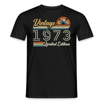Anniversaire 52 Ans | Millésime 1973 Cadeau 1973 - T-shirt homme - noir - Devant - AI Model Male 178 light (178cm)